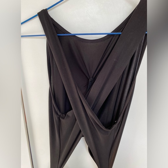 Black Slinky High Neck Dress with Cutouts - Picture 8 of 10